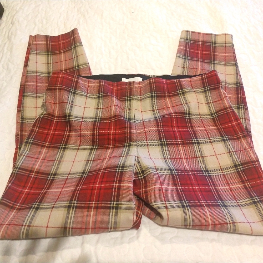 Plaid pull on pants